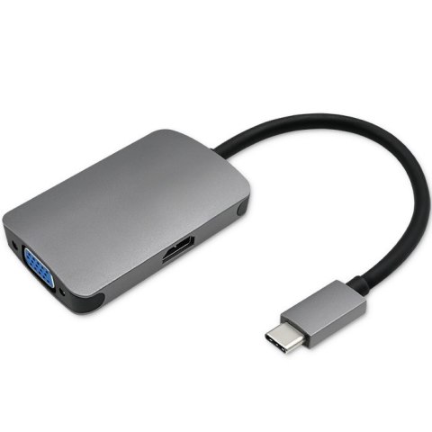 Qoltec Hub Adapter USB-C 3.1 2w1 | HDMI 4K | VGA