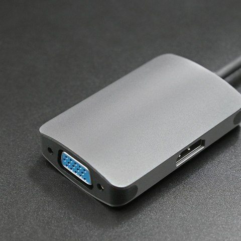 Qoltec Hub Adapter USB-C 3.1 2w1 | HDMI 4K | VGA