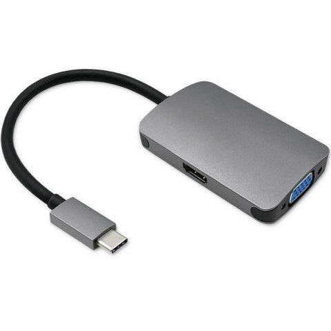 Qoltec Hub Adapter USB-C 3.1 2w1 | HDMI 4K | VGA