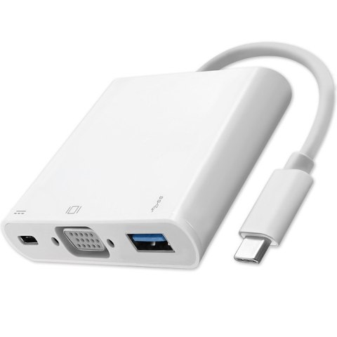 Qoltec Hub Adapter USB-C 3.1 3w1 | USB 3.0 | VGA | USB-C 3.1 PD 92W