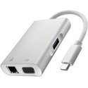 Qoltec Hub Adapter USB-C 3.1 4w1 | USB 3.0 | VGA | RJ45 | USB-C PD 92W