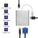 Qoltec Hub Adapter USB-C 3.1 4w1 | USB 3.0 | VGA | RJ45 | USB-C PD 92W