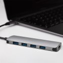 Qoltec Hub Adapter USB-C 3.1 5w1 | 4x USB 3.0 | DC
