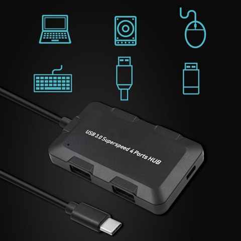 Qoltec Hub Adapter USB-C 3.1 5w1 | 4x USB 3.0 | micro USB