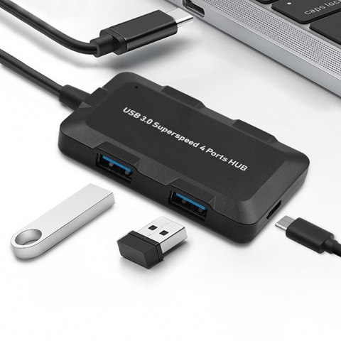 Qoltec Hub Adapter USB-C 3.1 5w1 | 4x USB 3.0 | micro USB