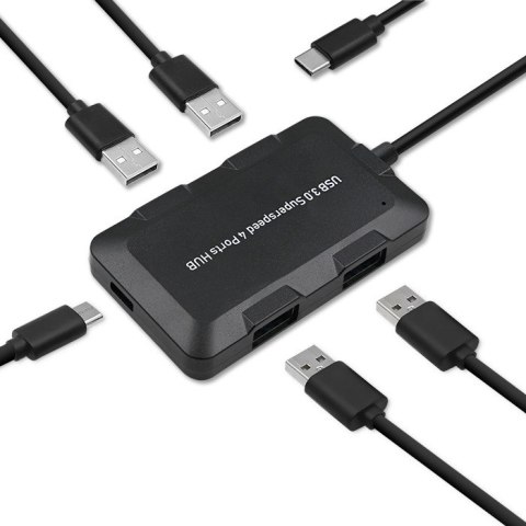 Qoltec Hub Adapter USB-C 3.1 5w1 | 4x USB 3.0 | micro USB