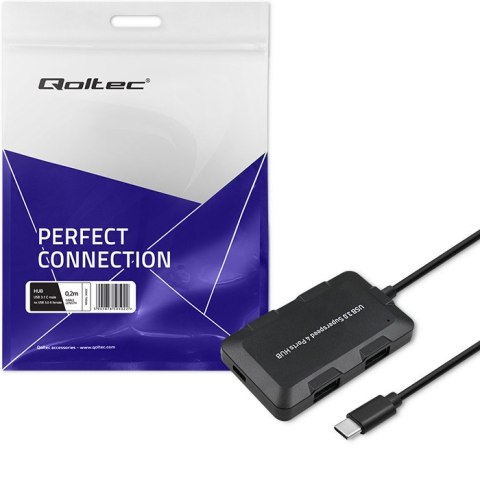 Qoltec Hub Adapter USB-C 3.1 5w1 | 4x USB 3.0 | micro USB