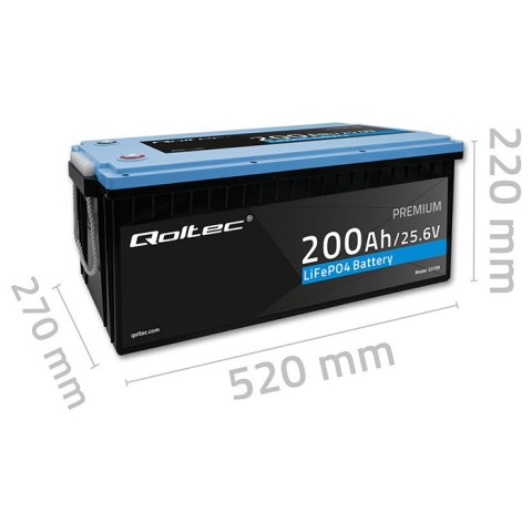 Qoltec Akumulator LiFePO4 Litowo-Żelazowo-Fosforanowy | 25.6V | 200Ah | BMS