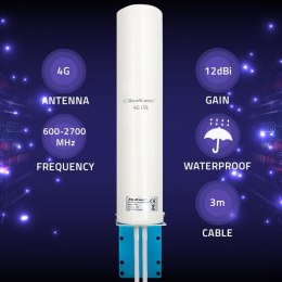 Qoltec Antena 4G LTE DUAL | 12dBi | dookólna | zewnętrzna
