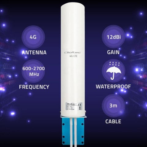 Qoltec Antena 4G LTE DUAL | 12dBi | dookólna | zewnętrzna