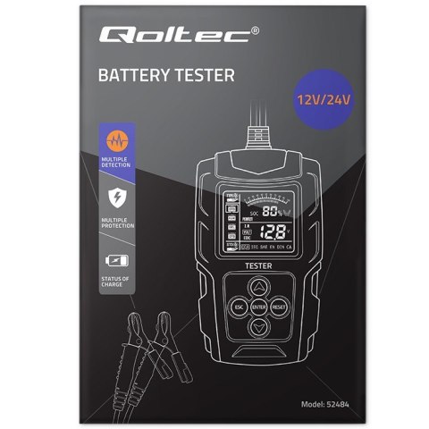 Qoltec Cyfrowy tester akumulatora z wyświetlaczem LCD | 12V | 24V | 3Ah-200Ah