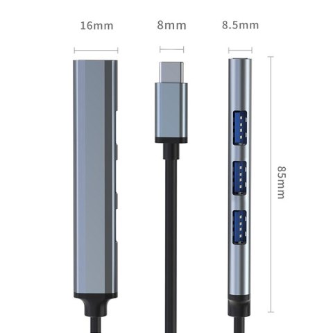 Qoltec Hub Adapter USB-C 3.1 4w1 | USB 3.0 | 3x USB 2.0