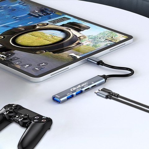 Qoltec Hub Adapter USB-C 3.1 5w1 | USB-C PD| USB-C | 2x USB 2.0 | USB 3.0