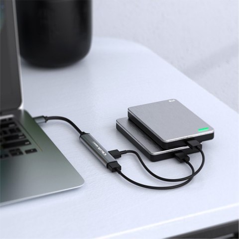 Qoltec Hub Adapter USB-C 3.1 5w1 | USB-C PD| USB-C | 2x USB 2.0 | USB 3.0