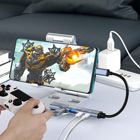 Qoltec Hub Adapter USB-C 3.1 5w1 | USB-C PD| USB-C | 2x USB 2.0 | USB 3.0