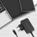 Qoltec Ładowarka GaN POWER PRO | 1xUSB-C | 65W | 5-20V | 3-3.25A | Laptop | Smartfon | Czarna