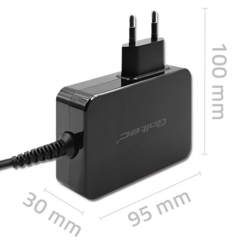 Qoltec Ładowarka GaN POWER PRO | 1xUSB-C | 90W | 5-20V | 3-4.5A | Laptop | Smartfon | Czarna