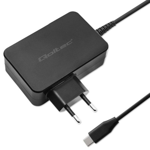 Qoltec Ładowarka GaN POWER PRO | 1xUSB-C | 90W | 5-20V | 3-4.5A | Laptop | Smartfon | Czarna