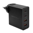 Qoltec Ładowarka GaN POWER PRO | 2xUSB-C | 2xUSB | 130W | 5-20V | 1.5-5A | PD | Laptop | Smartfon | Czarna