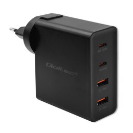 Qoltec Ładowarka GaN POWER PRO | 2xUSB-C | 2xUSB | 130W | 5-20V | 1.5-5A | PD | Laptop | Smartfon | Czarna