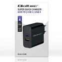 Qoltec Ładowarka Super Quick PD |1xUSB-C | 1xUSB | 65W | 5-20V | 1.5-3.25A | Laptop | Smartfon | Czarna