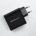 Qoltec Ładowarka Super Quick PD | 1xUSB-C | 1xUSB | 90W | 5-20V | 2.4-4.35A | Laptop | Smartfon | Czarna