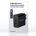 Qoltec Ładowarka Super Quick PD | 1xUSB-C | 1xUSB | 90W | 5-20V | 2.4-4.35A | Laptop | Smartfon | Czarna