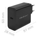 Qoltec Ładowarka Super Quick PD | 1xUSB-C | 65W | 5-20V | 3-3.25A | Laptop | Smartfon | Czarna