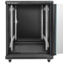 Qoltec Szafa RACK 19" | 15U | 600 x 855 x 600 | Hartowane drzwi | Stojąca | Nóżki + Kółka | Stalowa obudowa | Zamek