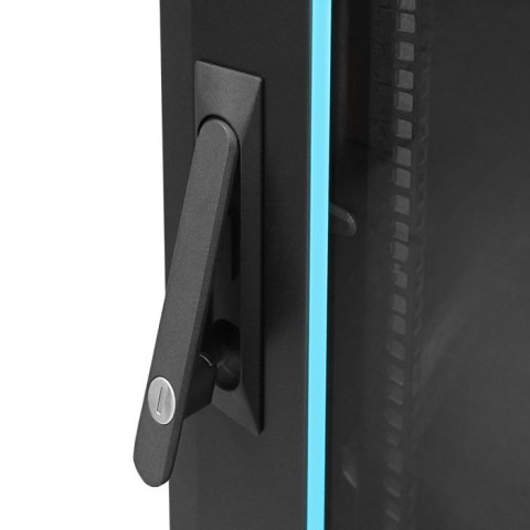 Qoltec Szafa RACK 19" | 15U | 600 x 855 x 600 | Hartowane drzwi | Stojąca | Nóżki + Kółka | Stalowa obudowa | Zamek