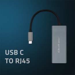 Qoltec Adapter sieciowy przejściówka USB-C 3.1 | RJ45 | Ethernet | 1000Mb/s | Aluminiowy