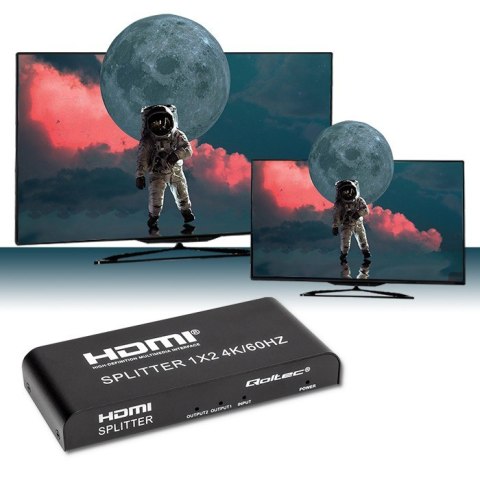 Qoltec Aktywny rozdzielacz Splitter 2 x HDMI 4K x 2K | 6Gb/s | 60Hz | High stability