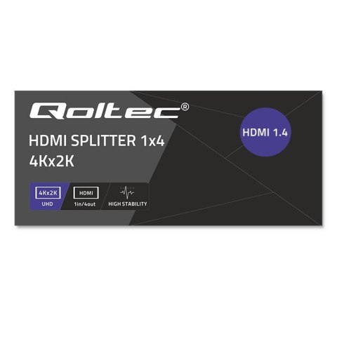 Qoltec Aktywny rozdzielacz Splitter 4 x HDMI 4K x 2K | 3.4Gb/s | High stability