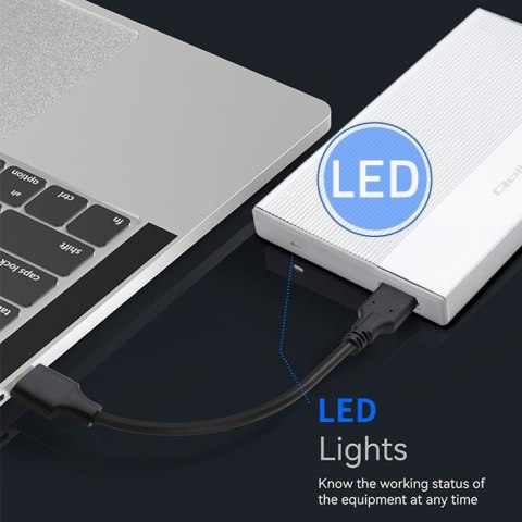 Qoltec Aluminiowa Obudowa | Kieszeń na dysk SSD HDD 2.5" | SATA | USB 3.0 | Super speed 5Gb/s | 2TB | Srebrny