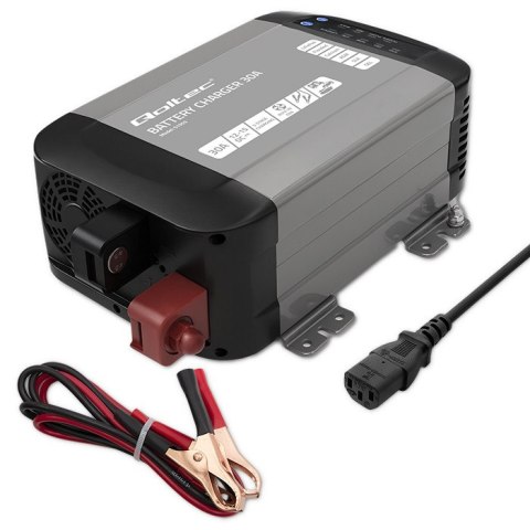 Qoltec Inteligentna profesjonalna ładowarka Monolith do akumulatorów LiFePO4 AGM GEL SLA | 30A | 12V