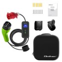 Qoltec Mobilna ładowarka do samochodu elektrycznego EV z regulacją 2w1 Typ2 | 11kW | LCD | 3 fazy | Przenośna | Wallbox | 5m