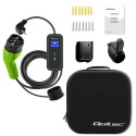 Qoltec Mobilna ładowarka do samochodu elektrycznego EV z regulacją 2w1 Typ2 | 3.5kW | 230V | Wi-fi | LCD | Przenośna | Wallbox |
