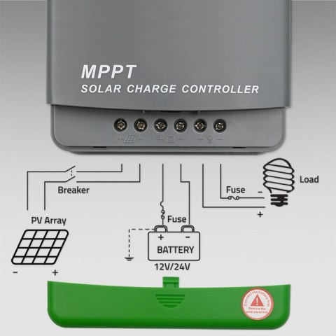 Qoltec Solarny regulator ładowania MPPT z czujnikiem temperatury 20A |12V / 24V | LCD | 2 x USB | Bluetooth | APP | GEL | LiFeP