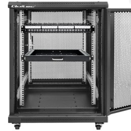 Qoltec Solidny stalowy Patch panel do szaf RACK 19'' | 24 porty | 1U | UTP | Czarny