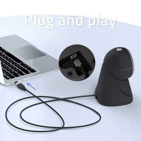 Qoltec Stacjonarny skaner czytnik kodów kreskowych i QR | 1D 2D | USB | Precyzyjny