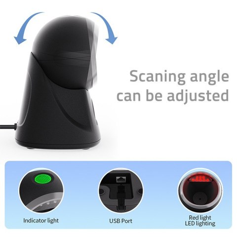 Qoltec Stacjonarny skaner czytnik kodów kreskowych i QR | 1D 2D | USB | Precyzyjny