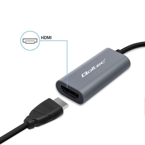 Qoltec Adapter Aluminiowa Przejściówka USB-C 3.1 MHL na HDMI 4K | 60Hz | 32AWG do Laptop Smartfon
