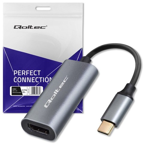 Qoltec Adapter Aluminiowa Przejściówka USB-C 3.1 MHL na HDMI 4K | 60Hz | 32AWG do Laptop Smartfon