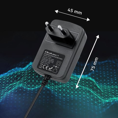 Qoltec Automatyczna ładowarka do akumulatora AGM GEL STD 12V | 1A | Prostownik z sygnalizatorem LED