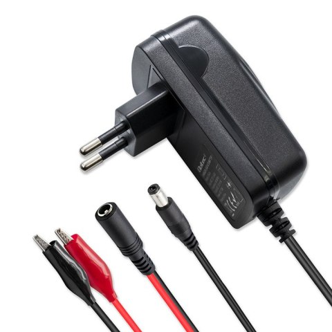 Qoltec Automatyczna ładowarka do akumulatora AGM GEL STD 12V | 1A | Prostownik z sygnalizatorem LED