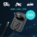 Qoltec Automatyczna ładowarka do akumulatora AGM GEL STD 6V | 1A | Prostownik z sygnalizatorem LED