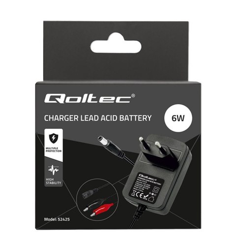 Qoltec Automatyczna ładowarka do akumulatora AGM GEL STD 6V | 1A | Prostownik z sygnalizatorem LED