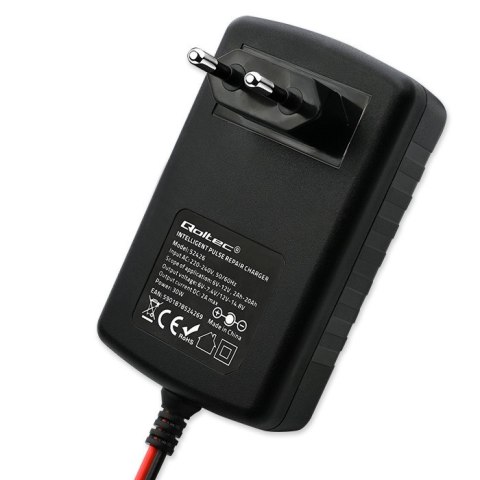 Qoltec Automatyczna ładowarka do akumulatora AGM GEL STD 6V/12V| 2A | Prostownik z funkcją naprawy i wyświetlaczem LED