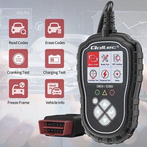 Qoltec Cyfrowy Tester diagnostyczny ProLine | OBD2 EOBD | Polskie MENU | 8V-25V | Dual System