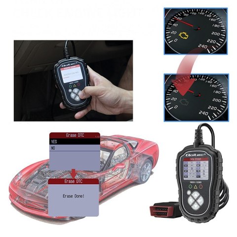 Qoltec Cyfrowy Tester diagnostyczny ProLine | OBD2 EOBD | Polskie MENU | 8V-25V | Dual System